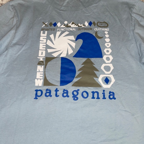 NWOT Patagonia Organic Unisex Blue Short Sleeve Tee Women’s Small Men’s XS - Picture 7 of 7